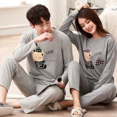Every day special edition, spring and autumn, ladies, pure cotton cartoon big size, lovers long sleeve pajamas, men's cotton suit Female XXXL code Y4412 [cotton]
