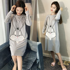 The spring and autumn autumn Korean cartoon Nightgown female long sleeved loose long dress Princess Pajama female Home Furnishing autumn clothes 160 (M) ZZB long sleeve grey starling skirt