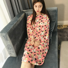 The spring and autumn autumn Korean cartoon Nightgown female long sleeved loose long dress Princess Pajama female Home Furnishing autumn clothes 160 (M) ZZB long sleeve rabbit skirt