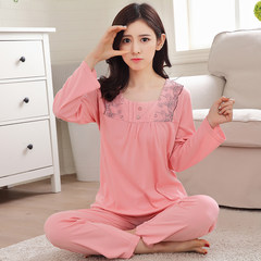 Spring and autumn long sleeved cotton pajamas female extra fat XL autumn winter fat MM loose cotton Home Furnishing suit Freight refund for buyer Two thousand two hundred and thirty-four