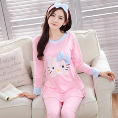 In the spring and Autumn period, the Korean version of pajamas women's long sleeve cartoon set is sweet and lovely, and can be worn outside M Code: 80-90 Jin Pink