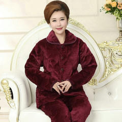 In the three layer of the old lady winter Pajamas Size thickened coral fleece brushed cotton padded jacket suit suit Home Furnishing clearance method XXL code [128-150 Jin] monochrome