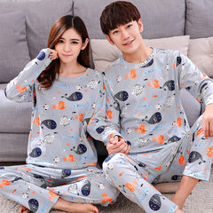 Daily specials, spring and autumn lovers pajamas, women's cotton long sleeves, winter men's big yards can be worn out of pure cotton home wear Female M Light grey