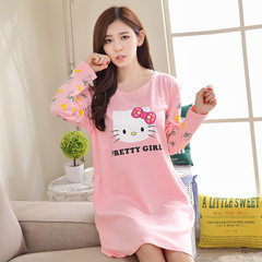 Special offer every day in spring and autumn winter cotton Nightgown Pajamas girl cute long sleeved loose Nightgown dress suit Home Furnishing M 6040 long sleeve skirt