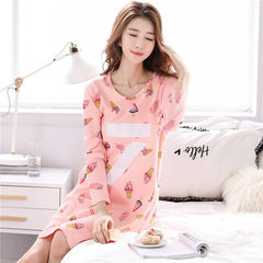 Special offer every day in spring and autumn winter cotton Nightgown Pajamas girl cute long sleeved loose Nightgown dress suit Home Furnishing M 5307 long sleeved dress