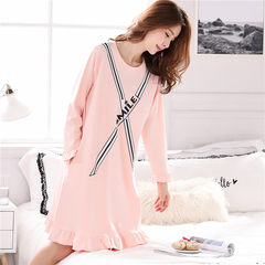 Special offer every day in spring and autumn winter cotton Nightgown Pajamas girl cute long sleeved loose Nightgown dress suit Home Furnishing M 5305 long sleeved dress