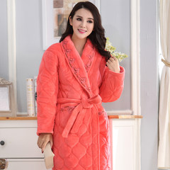 Winter winter coral velvet robe woman warm thickened lengthen lovely princess fleece bathrobe nightgown with winter type female 160 (M) B4083 watermelon