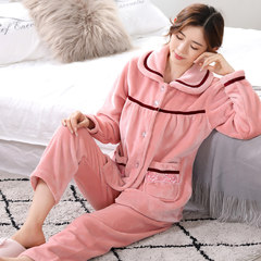 Coral Fleece Pajamas female winter size flannel pajamas women plus cashmere cardigan winter suit Home Furnishing elderly M (recommendation 155-160CM, 100 Jin) Three thousand five hundred and four