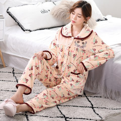 Coral Fleece Pajamas female winter size flannel pajamas women plus cashmere cardigan winter suit Home Furnishing elderly M (recommendation 155-160CM, 100 Jin) Six thousand eight hundred and thirty-three