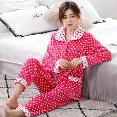 Coral Fleece Pajamas female winter size flannel pajamas women plus cashmere cardigan winter suit Home Furnishing elderly M (recommendation 155-160CM, 100 Jin) Three thousand three hundred and seventeen