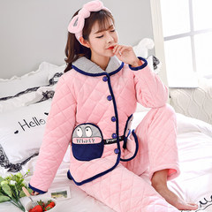 Winter pajamas lady three thicker coral fleece quilted Korean lovely warm winter Home Furnishing suit jacket S Eight thousand nine hundred and four