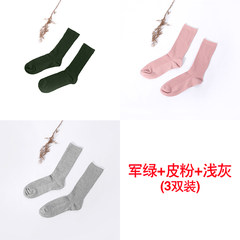 Winter socks cotton socks in Korean children all-match Korean spring college wind thin stockings piles of socks Size 35-44 (fine terms) in the green peel powder + + powder