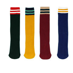 Every day special offer 4 pairs of piles of autumn and winter, the Department of Korean socks children striped socks stockings stockings Size 35-44 2 bar + Black + Red + blue turmeric wine