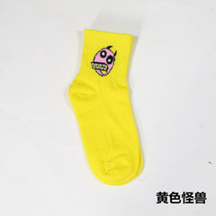 South Korea's new wind Harajuku Pink Panther cartoon wacky sports balls in tube socks and stockings lovers Size 35-44 Yellow monster