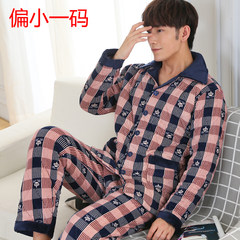 [] every day special offer sleepcoat plus fertilizer plus autumn winter pajamas male coral fleece quilted with cashmere Adidas XXXL (170-190) Jin Crown print - Navy Blue