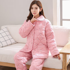 Special offer every day in autumn and winter cotton pajamas cotton long sleeved jacket thick female XL warm Home Furnishing suit M (thickening, warmth retention, quality assurance) In powder