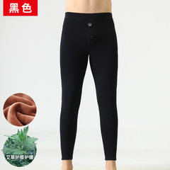 Warm pants men with velvet Leggings underneath thick long johns male single young cotton trousers Rongku winter knee pants 170 (L) black