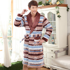 Male winter long robe thickened coral fleece quilted bathrobe female winter Clubman size warm pajamas gown M suits 80-100 Jin wears 1088 flannel with cotton