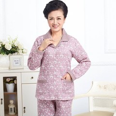 Medium and old aged pajamas, women's winter cotton, long sleeved mother, thickening cotton jacket, warm home clothes, autumn and winter middle aged suits Photographed gift insurance two sets of automatic reduction of 5 yuan 258-3 purple