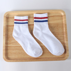 South Korea ulzzang cylinder lovers flame pistol skateboard sportswear cotton socks and Harajuku smile Size 35-44 Two bar red white blue