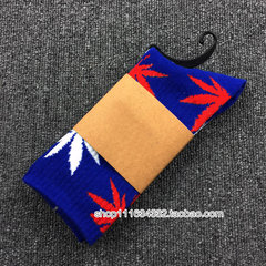 South Korea socks socks from Harajuku basketball men and women Cotton Street personality tide Maple skateboard stockings Size 35-44 Blue leaves and red leaves