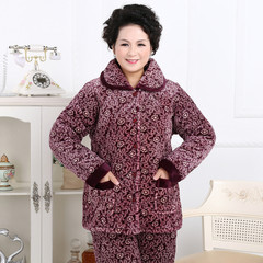 In autumn and winter in elderly female three layer coral fleece pajamas cotton flannel warm old clothes Home Furnishing thickened size M [suggestion 105 Jin] Little Daisy