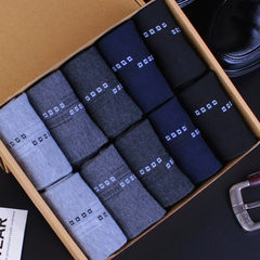 Special offer every day socks men's cotton socks 10 pairs of stockings full autumn thickening waist breathable deodorant socks Size 35-44 Small squares, 5 colors, 10 pairs