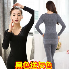 Autumn and winter female underwear thin cotton T-shirt single long johns seamless body suit tight cotton sweater Suit weight 80 jins to 130 jins between Black send grey