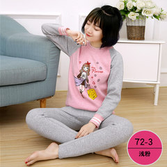 Girls underwear suit youth high middle school students with cashmere thickened long johns girls children in winter XL 72-3 light powder