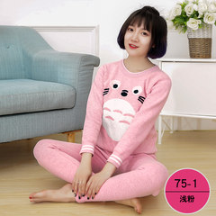 Girls underwear suit youth high middle school students with cashmere thickened long johns girls children in winter XL 75-1 light powder