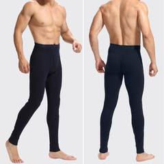 Male cotton single men high waist pants Long Johns old slim size cotton Leggings youth thin spring L [1 feet 8 to 2 feet 1] dark blue
