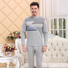 Elderly female underwear with thickened cashmere Male Long Johns father old mother code winter warm suit M Light grey