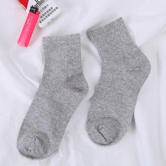 South Korean ins Japanese minimalist white pure wind tube skateboard Harajuku lovers socks cotton socks for men and women Size 35-44 gray