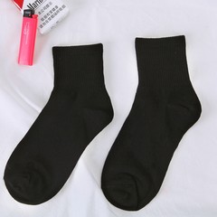 South Korean ins Japanese minimalist white pure wind tube skateboard Harajuku lovers socks cotton socks for men and women Size 35-44 black