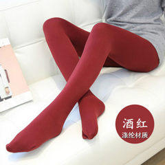 Black pantyhose and a thickened thin Rongchun autumn plus velvet thick backing Pantyhoses silk stockings female warm Skin color (buy 10 to send 2) Claret