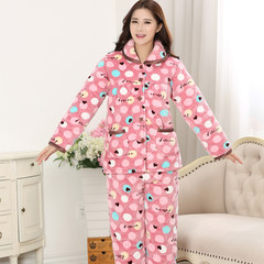 Special offer every day in winter flannel clip cotton pajamas female three thicker cotton and cashmere thermal Home Furnishing suit jacket L code [three layer thickening warmth] Three layer thickening 538