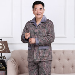 In winter, men are older, thicker coral velvet, cotton pajamas, Dad three layers, thickening flannel, home clothes, old people L 1102-48