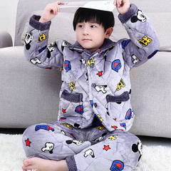 Donger wear three thicker clip cotton pajamas children children cotton thickened clip Home Furnishing child baby clothes Twelve Seventeen thousand five hundred and sixty-five