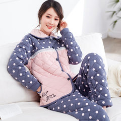 The elderly cotton clip cotton pajamas female three thicker in autumn and winter pure old mother Home Furnishing suit jacket Quality of pure cotton without pilling or fading A8638