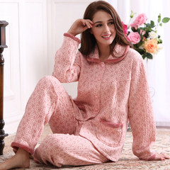 Autumn and winter long sleeve pajamas, men's thickening cotton, three layers of thin cotton, cotton, cotton, XL home wear XXL (15 days no reason to return) A5325# women's wear
