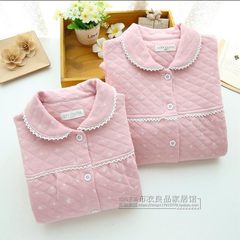 Every day special autumn and winter women's pure cotton air layer cotton jacket, warm pajamas, home clothing, parent-child long sleeved suit M Lady red snowflake