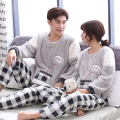 Winter edition Korean coral Plush pajamas, girls cute cartoon cap flannel home suit men's suit Don't know what code to wear, contact customer service Style: 1912 small bottles