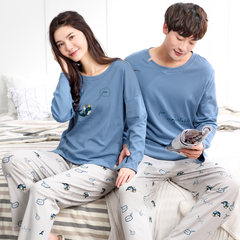 Two sets of spring and autumn lovers pajamas female suit, cotton man autumn winter lovely home long sleeved summer version The quality of the washed through all Baotuibaohuan QC1112