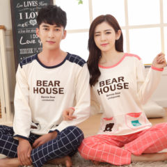 Spring and autumn autumn winter female lovers pajamas cotton long sleeved suit Home Furnishing male cute cartoon lovers pajamas Female L code (suggested 100-115 Jin) Five hundred and sixty-eight