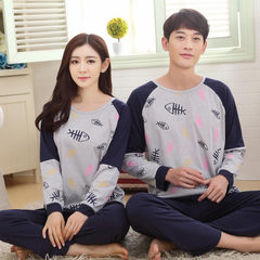 Spring and autumn autumn winter female lovers pajamas cotton long sleeved suit Home Furnishing male cute cartoon lovers pajamas Female L code (suggested 100-115 Jin) Six hundred and sixty-nine