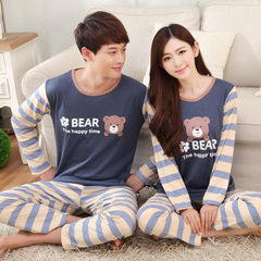Spring and autumn autumn winter female lovers pajamas cotton long sleeved suit Home Furnishing male cute cartoon lovers pajamas Female L code (suggested 100-115 Jin) Five hundred and fifty-six