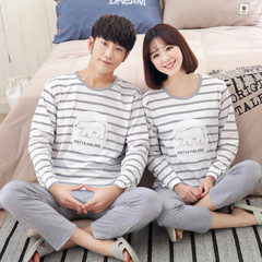 Spring and autumn autumn winter female lovers pajamas cotton long sleeved suit Home Furnishing male cute cartoon lovers pajamas Female L code (suggested 100-115 Jin) Three hundred and twenty-four
