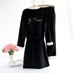 Europe three Coral Fleece Pajamas and thickened couple leisure wear flannel Nightgown code Home Furnishing winter Female size three piece (+ + sling gown pants) Behind the round embroidery