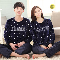 Winter thickening and fat, lovers flannel man, lovely cartoon coral velvet, warm home suit, pajamas set L code for women's wear 80018 flannel lovers