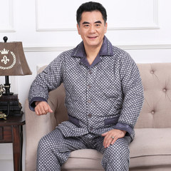 Winter man coral velvet, cotton thickening pajamas, three layers of warm thickening suit, middle aged and elderly dad family clothing XXXL (150-180 Jin extra thick) 99857 (thickening)